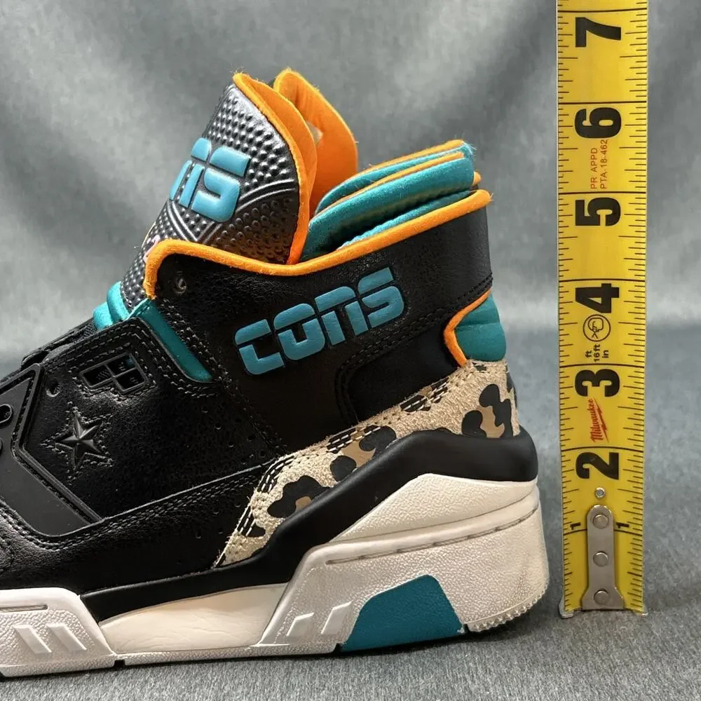 VTG Leather Converse Sneaker Youth US 4.5 Animal Black Teal Orange CONS ERX-260